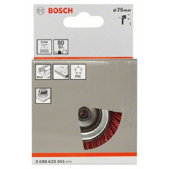 Topfbürste, Nylonborste mit Korund, 75 mm, 1 mm, 4500 U/ min Topfbürste, Nylonborste mit Korund, 75 mm, 1 mm, 4500 U/ min-Beschreibung lesen