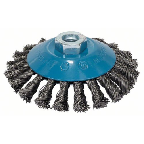 Brosse conique Heavy for Metal, fil torsadé, 0,5 mm, 115 mm, 12500 tr/min, M 14-Leggi tutto
