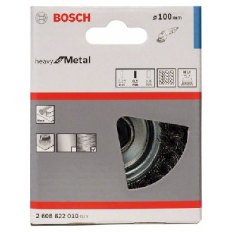 Topfbürste, Stahl, gezopfter Draht, 100 mm, 0,5 mm, 8500 U/ min, M 14-Beschreibung lesen