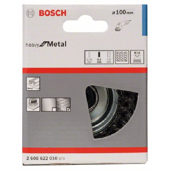 Topfbürste, Stahl, gezopfter Draht, 100 mm, 0,5 mm, 8500 U/ min, M 14-Beschreibung lesen