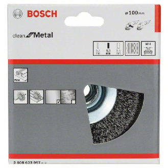 Kegelbürste Clean for Metal, gewellter Draht, 0,3 mm, 100 mm, 12500 U/min, M 14-Beschreibung lesen