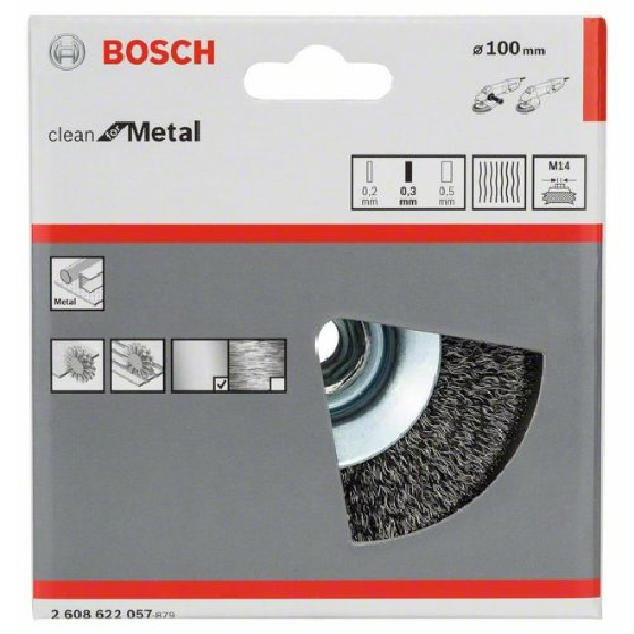 Kegelbürste Clean for Metal, gewellter Draht, 0,3 mm, 100 mm, 12500 U/min, M 14-Beschreibung lesen