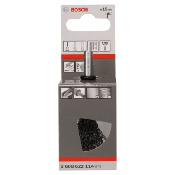 Pinselbürste, Stahl, gewellter Draht, 0,2 mm, 15 mm, 4500 U/ min-Beschreibung lesen
