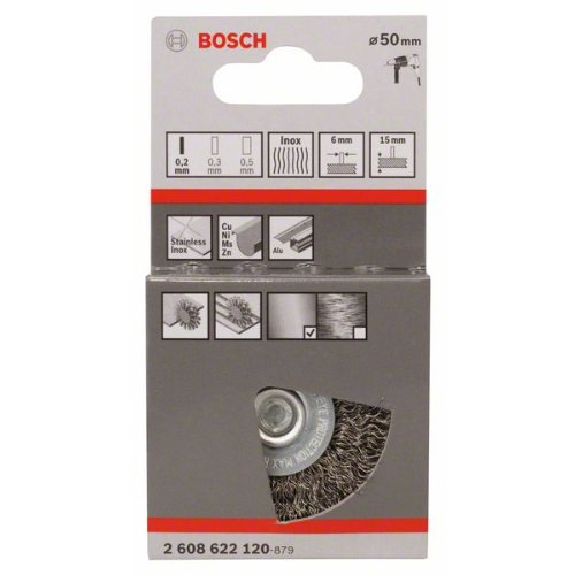 Scheibenbürste, Edelstahl, gewellter Draht, 50 mm, 0,2 mm, 15 mm, 4500 U/ min Scheibenbürste, Edelstahl, gewellter Draht, 50 mm, 0,2 mm, 15 mm, 4500 U/ min-Beschreibung lesen