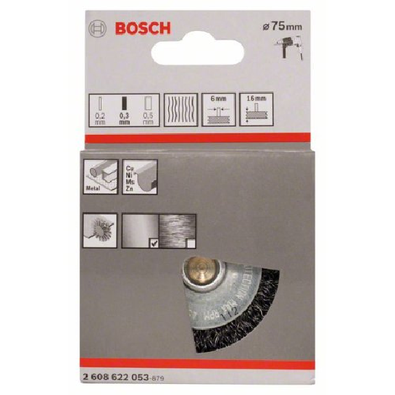 Scheibenbürste, Stahl, gewellter Draht, 75 mm, 0,3 mm, 16 mm, 4500 U/min-Beschreibung lesen