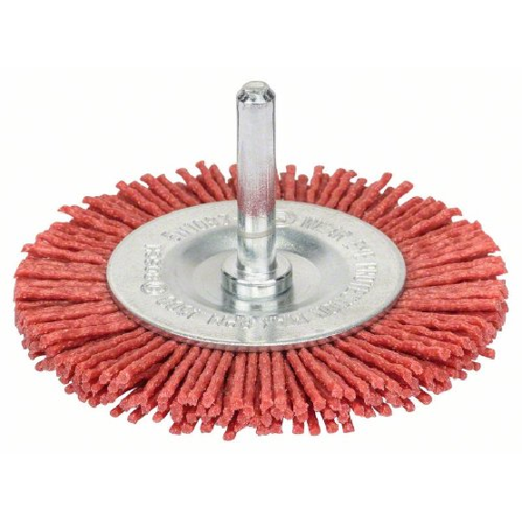 Scheibenbürste, Nylon mit Korund, 75 mm, 1 mm, 8 mm, 4500 U/ min Scheibenbürste, Nylon mit Korund, 75 mm, 1 mm, 8 mm, 4500 U/ min-Beschreibung lesen