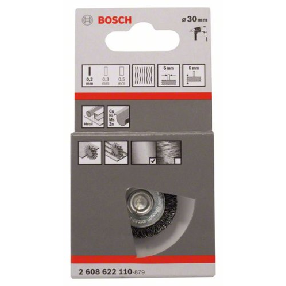 Scheibenbürste, Stahl, gewellter Draht, 30 mm, 0,2 mm, 6 mm, 4500 U/min-Beschreibung lesen