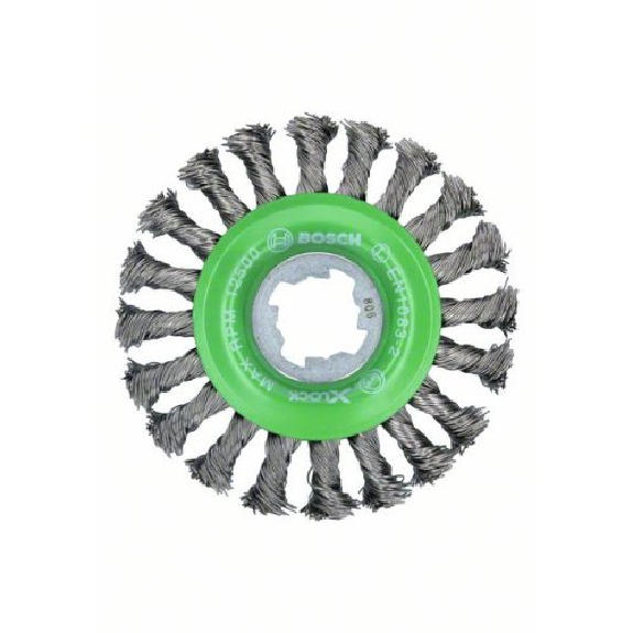 X-LOCK Scheibenbürste 115 mm, gezopfter rostfreier Stahldraht 115 mm, 0,5 mm X-LOCK Scheibenbürste 115 mm, gezopfter rostfreier Stahldraht 115 mm, 0,5 mm-Beschreibung lesen
