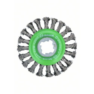 X-LOCK Scheibenbürste 115 mm, gezopfter rostfreier Stahldraht 115 mm, 0,5 mm-Beschreibung lesen