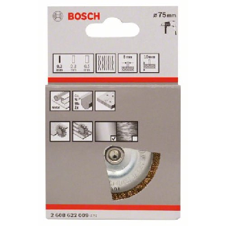 Scheibenbürste, Messing, gewellter Draht, 75 mm, 0,2 mm, 10 mm, 4500 U/ min-Beschreibung lesen