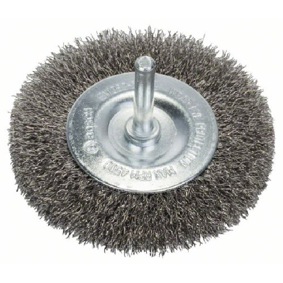 Scheibenbürste, Edelstahl, gewellter Draht, 80 mm, 0,2 mm, 4 mm, 4500 U/ min-Beschreibung lesen