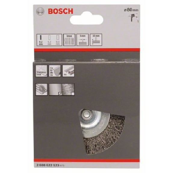 Scheibenbürste, Edelstahl, gewellter Draht, 80 mm, 0,2 mm, 4 mm, 4500 U/ min-Beschreibung lesen