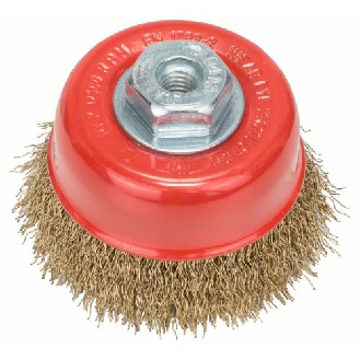 Topfbürste, Messing, gewellter Draht, 75 mm, 0,3 mm, 12000 U/ min, M 10-Beschreibung lesen