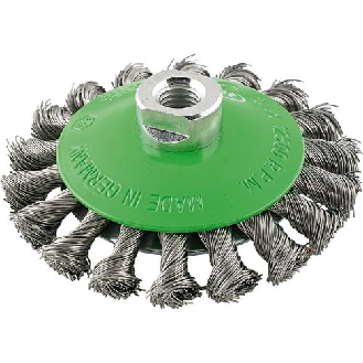 Kegelbürste rostfrei M14 115x0,50mm gezopft-Beschreibung lesen