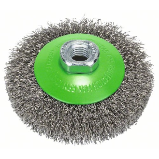 Kegelbürste Clean for Inox, gewellter Draht, 0,35 mm, 100 mm, 12500 U/min, M14-Beschreibung lesen