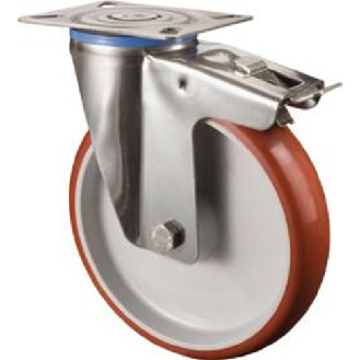 Lenkrolle 150mm H120.B26 Platte,Polyure,ER,GL,FestH120.B26.150-Beschreibung lesen