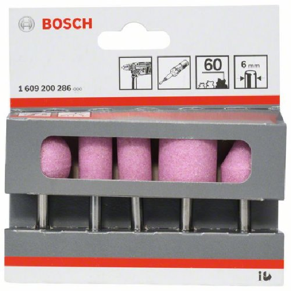 Schleifstift-Set, 5-teilig, 6 mm, 60, 25, 15, 15, 25, 20 x 24, 30, 30, 25, 25 mm-Beschreibung lesen