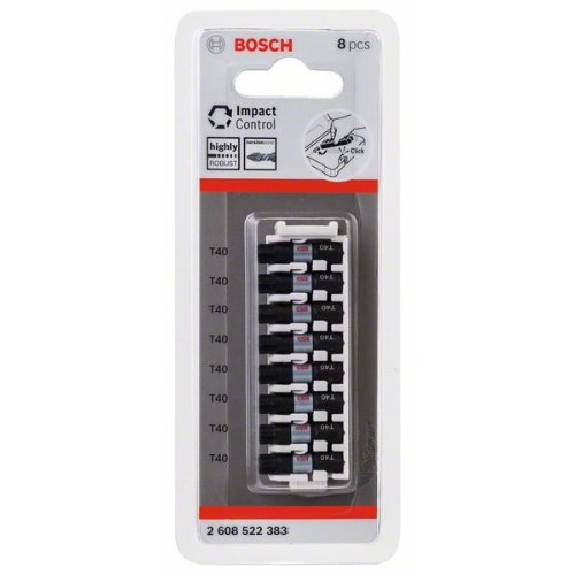 Impact Control Schrauberbitpack, 8-teilig, mit T40, 25 mm Impact Control Schrauberbitpack, 8-teilig, mit T40, 25 mm-Beschreibung lesen