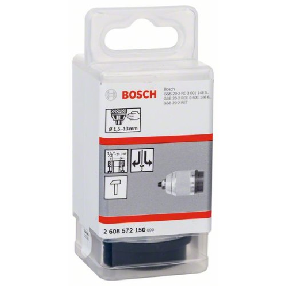 Portabrocas de sujeción rápida cromado mate 1,5-13 mm, 1/2", GSB20-2,PSB850/1000/1200 AutoLock - BOSCH 2608572150-Leer más