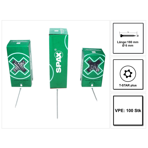 SPAX ZylKo T-STAR+ 6,0x180 VG Wirox SPAX ZylKo T-STAR+ 6,0x180 VG Wirox-Beschreibung lesen