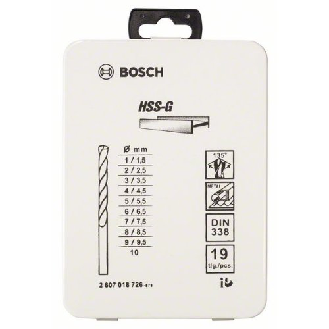 Metallbohrer-Set HSS-G, DIN 338, 135°, 19-teilig, 1 - 10 mm, Metallkassette-Beschreibung lesen