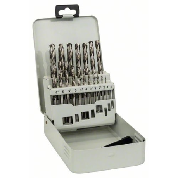 Metallbohrer-Set HSS-G, DIN 338, 135°, 19-teilig, 1 - 10 mm, Metallkassette-Beschreibung lesen