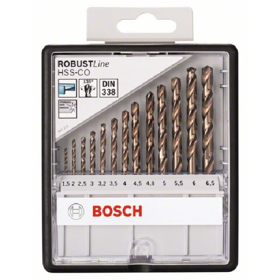 Metallbohrer-Set Robust Line HSS-Co, DIN 135, 135°, 13-teilig, 1,5 - 6,5-Beschreibung lesen