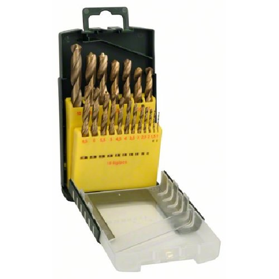 Jeu de forets à métaux HSS-TiN, 19 pièces, 1 -10 mm, Gripbox-Leggi tutto