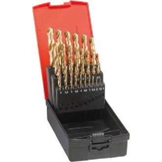 Spiralbohrer-Satz  DIN 338 N HSS 1,0 - 13,0 mm geschliffen TiN-Beschreibung lesen
