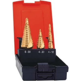 Universal-Stufenbohrer HSS Satz spiralgenutet TiN 4-30,00mm-Beschreibung lesen
