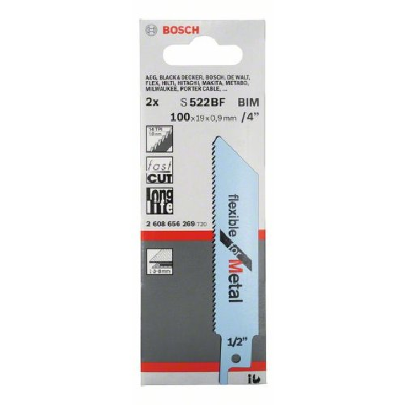 Säbelsägeblatt S 522 BF, Flexible for Metal, 2er-Pack Säbelsägeblatt S 522 BF, Flexible for Metal, 2er-Pack-Beschreibung lesen