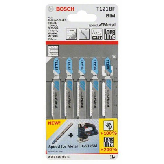 Stichsägeblatt T 121 BF Bosch VE à 5 Stück Speed for Metal-Beschreibung lesen