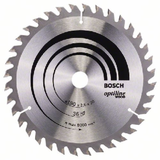 Kreissägeblatt Optiline Wood für Handkreissägen, 190 x 20/16 x 2,6 mm, 36-Beschreibung lesen