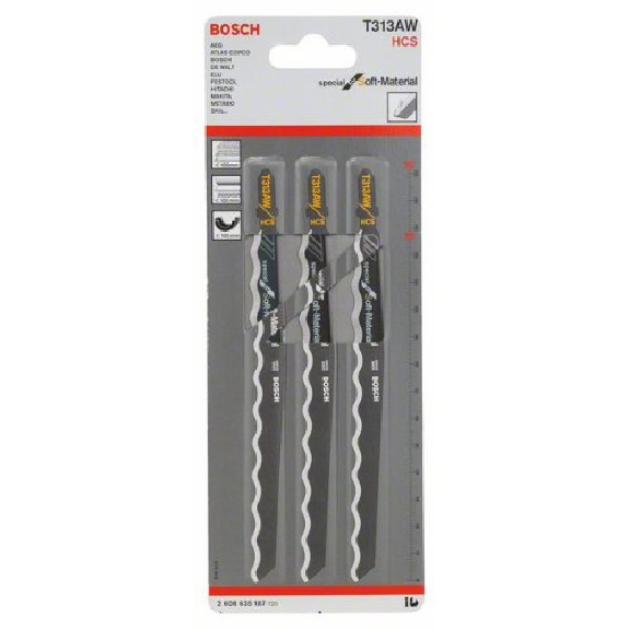Stichsägeblatt T313 AW Bosch VE à 3 Stück Special for Soft Material Stichsägeblatt T313 AW Bosch VE à 3 Stück Special for Soft Material-Beschreibung lesen