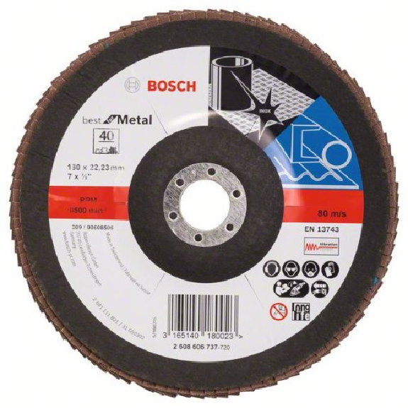 Fächerschleifscheibe X571, Best for Metal, gewinkelt, 180 mm, 40, Glasgewebe-Beschreibung lesen