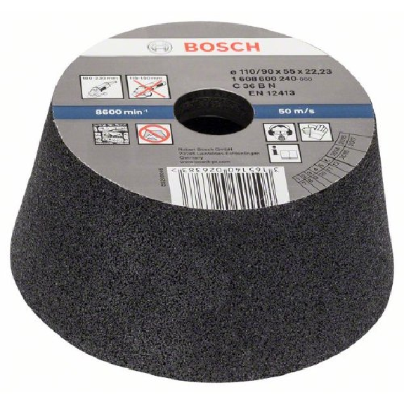 Schleiftopf, konisch-Stein/Beton 90 mm, 110 mm, 55 mm, 36 Schleiftopf, konisch-Stein/Beton 90 mm, 110 mm, 55 mm, 36-Beschreibung lesen