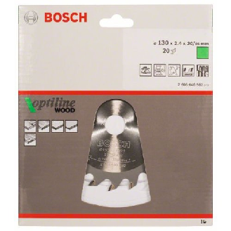 Kreissägeblatt Optiline Wood für Handkreissägen, 130 x 20/16 x 2,4 mm, 20-Beschreibung lesen