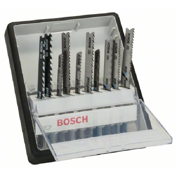 Jeu de lames de scie sauteuse Robust Line Bois et Métal, arbre en T, 10 pièces-Lire la description