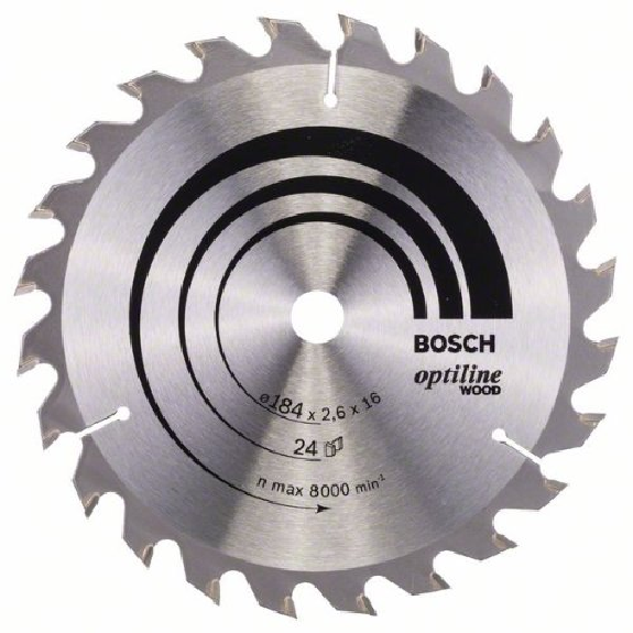 Lame de scie circulaire Optiline Wood pour scies circulaires portatives, 184 x 16 x 2,6 mm, 24-Leggi tutto