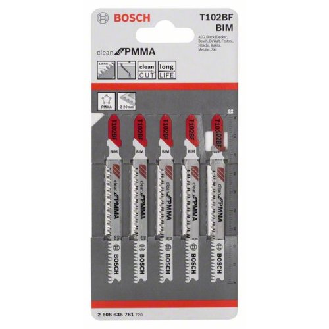 Stichsägeblatt T 102 BF Bosch VE à 5 Stück Clean for PMMA-Beschreibung lesen