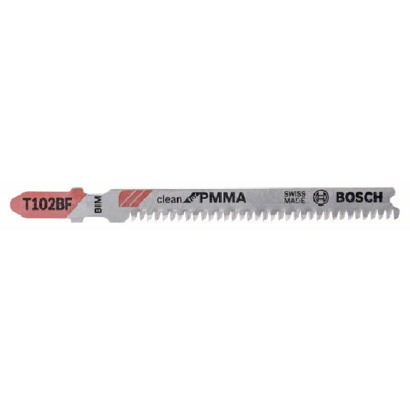 Stichsägeblatt T 102 BF Clean pour PMMA, paquet de 5-Lire la description