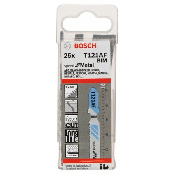 Stichsägeblatt T 121 AF Bosch VE à 25 Stück Speed for Metal Stichsägeblatt T 121 AF Bosch VE à 25 Stück Speed for Metal-Beschreibung lesen
