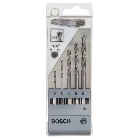 Holzbohrer-Set mit Sechskantschaft, 5-teilig, 2 - 6 mm-Beschreibung lesen