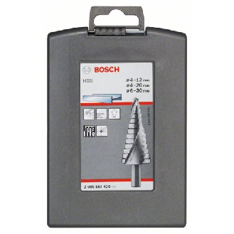 Stufenbohrer HSS-Set, 3-teilig, 4 - 12 mm, 4 - 20 mm, 6 -30 mm-Beschreibung lesen