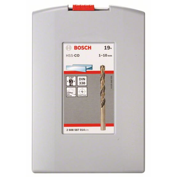Metallbohrer-Set HSS-Co (Cobalt-Legierung), ProBox, 19-teilig, DIN 338, 1-10 mm-Beschreibung lesen