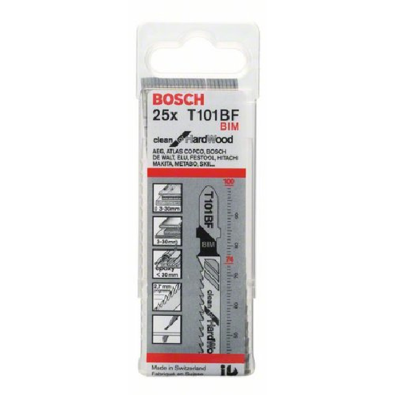 Stichsägeblatt T 101 BF Bosch VE à 25 Stück Clean for Hard Wood Stichsägeblatt T 101 BF Bosch VE à 25 Stück Clean for Hard Wood-Beschreibung lesen