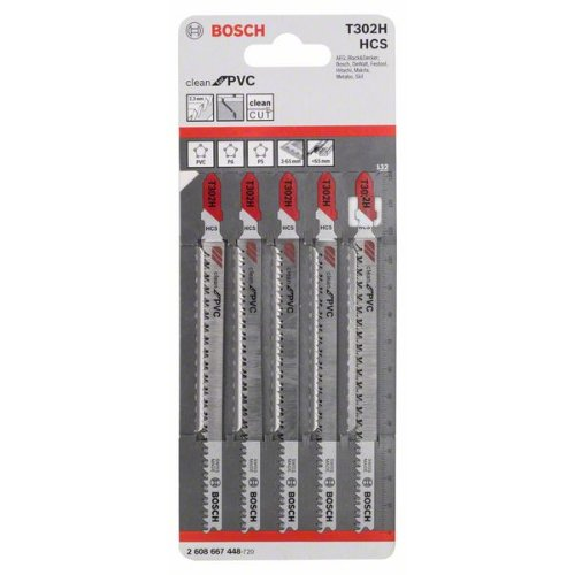 Stichsägeblatt T 302 H Bosch VE à 5 Stück Clean for PVC Stichsägeblatt T 302 H Bosch VE à 5 Stück Clean for PVC-Beschreibung lesen