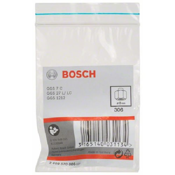 Spannzange mit Spannmutter, 8 mm, für Bosch-Geradschleifer Spannzange mit Spannmutter, 8 mm, für Bosch-Geradschleifer-Beschreibung lesen