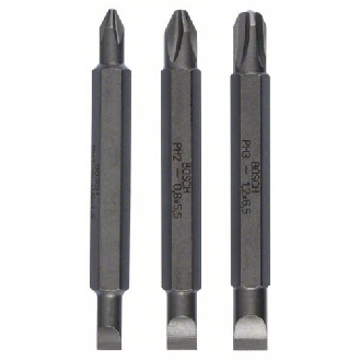 Doppelklingenbit-Set, 3-teilig, S0,6x4,5, PH1, S0,8x5,5, PH2, S1,2x6,5, PH3,60mm-Beschreibung lesen