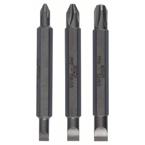 Doppelklingenbit-Set, 3-teilig, S0,6x4,5, PH1, S0,8x5,5, PH2, S1,2x6,5, PH3,60mm Doppelklingenbit-Set, 3-teilig, S0,6x4,5, PH1, S0,8x5,5, PH2, S1,2x6,5, PH3,60mm-Beschreibung lesen
